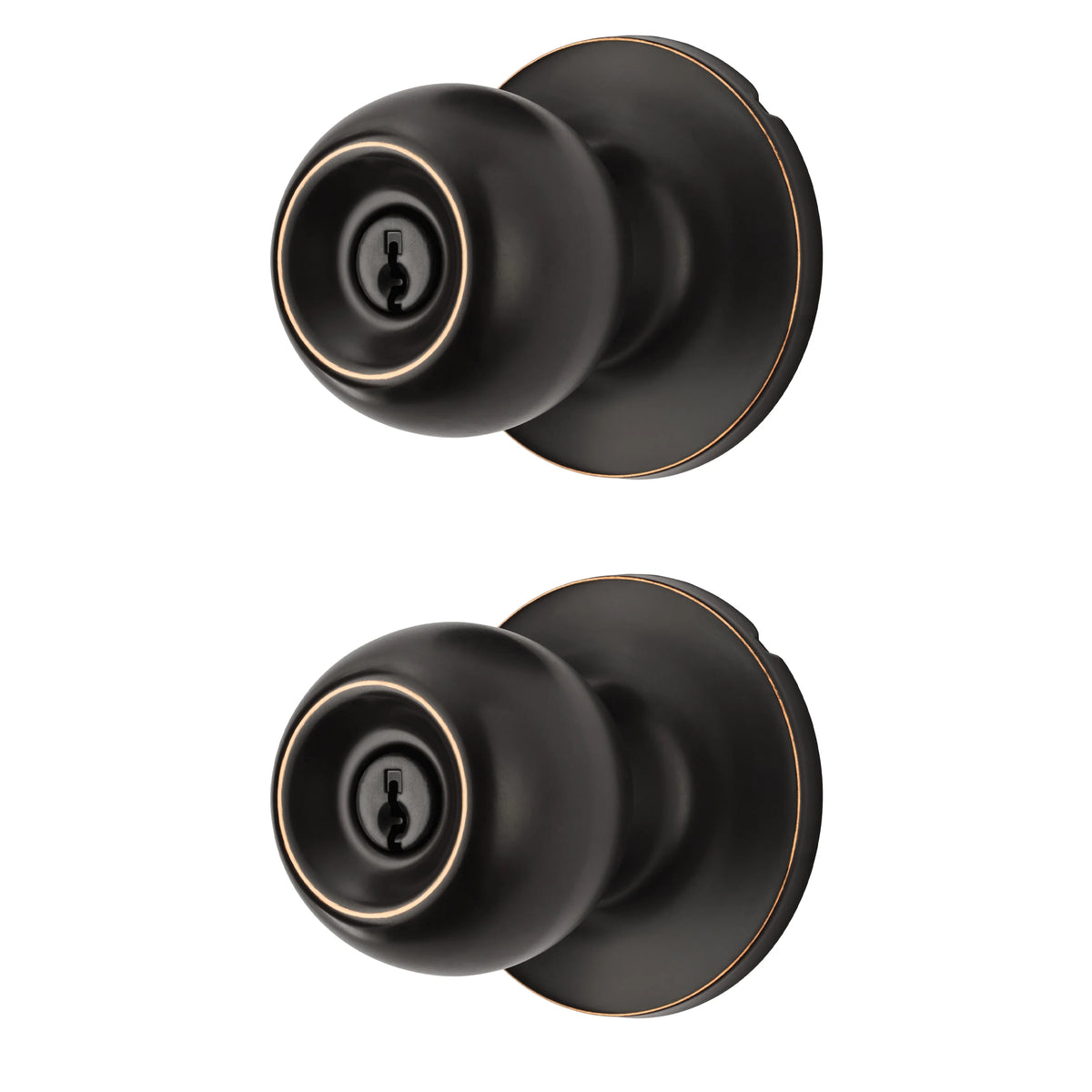 Oil-Rubbed Bronze Ball Locking Doorknobs Twin Pack P51204