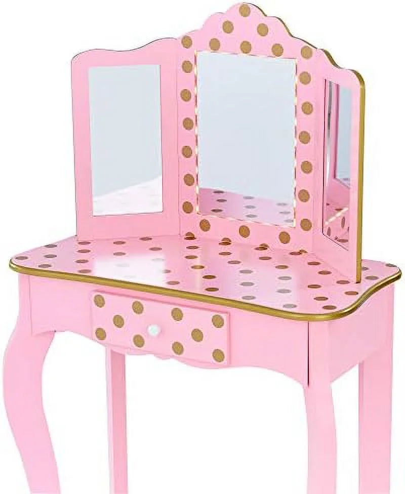Pretend Play Vanity Table and Chair Set with LED Mirror B841651
