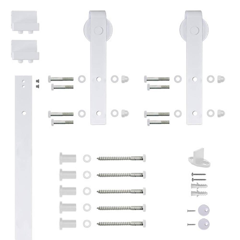 White Hook Strap Rolling Door Hardware Kit G2432