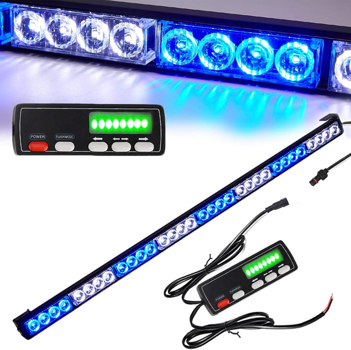 Red/Blue 32 Led Strobe Light Bar 35.5Inch Pack of 2 R898642