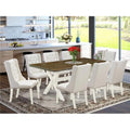 9 Piece Linen White Dining Room Set F34846