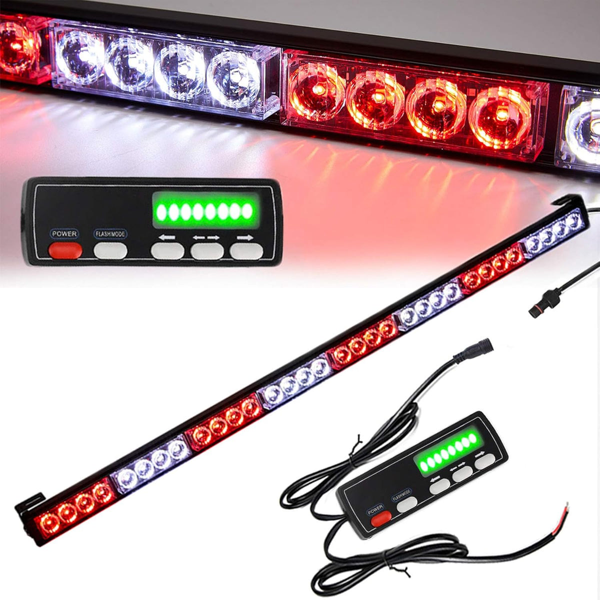 Red/Blue 32 Led Strobe Light Bar 35.5Inch Pack of 2 R898642