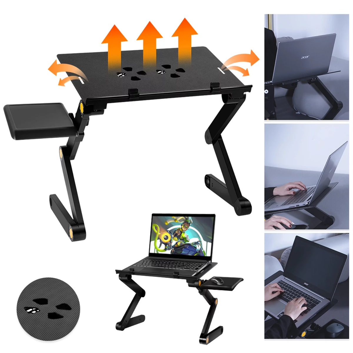 Black Adjustable Folding Laptop Desk R212
