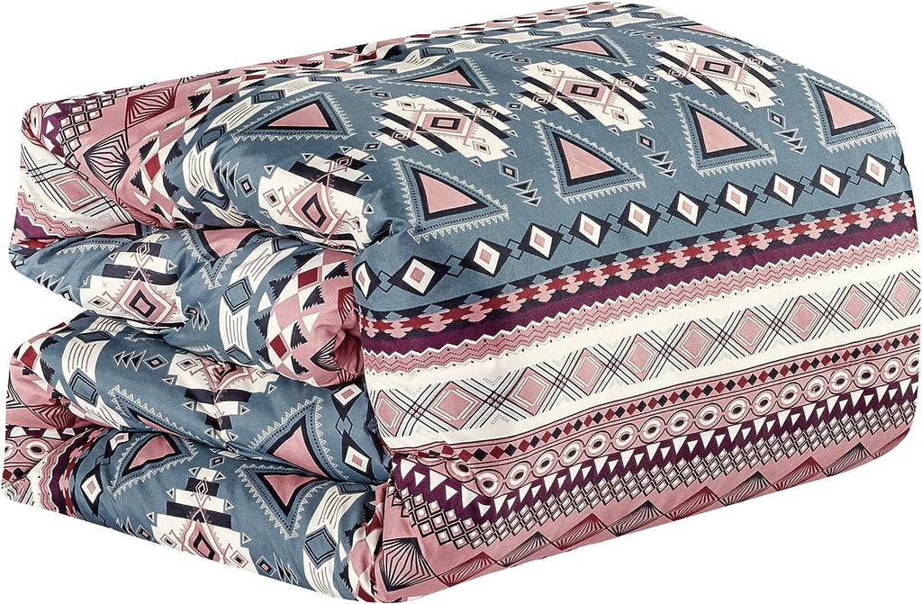 Teal Pink Southwestern Design Comforter Bedding Set Queen Size L322