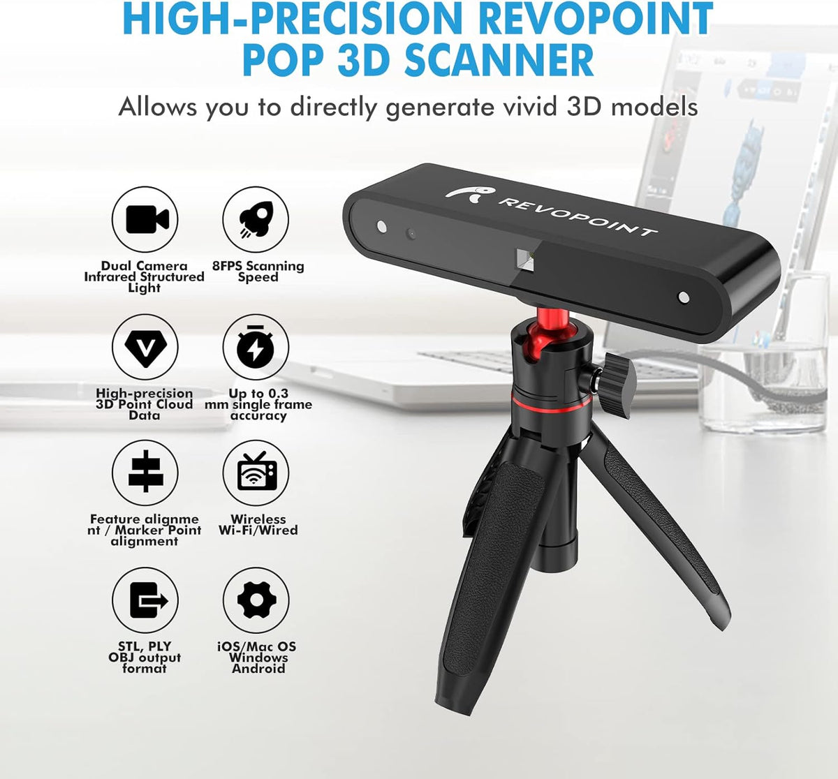 3D Scanner with Turntable and Phone Holder M60930