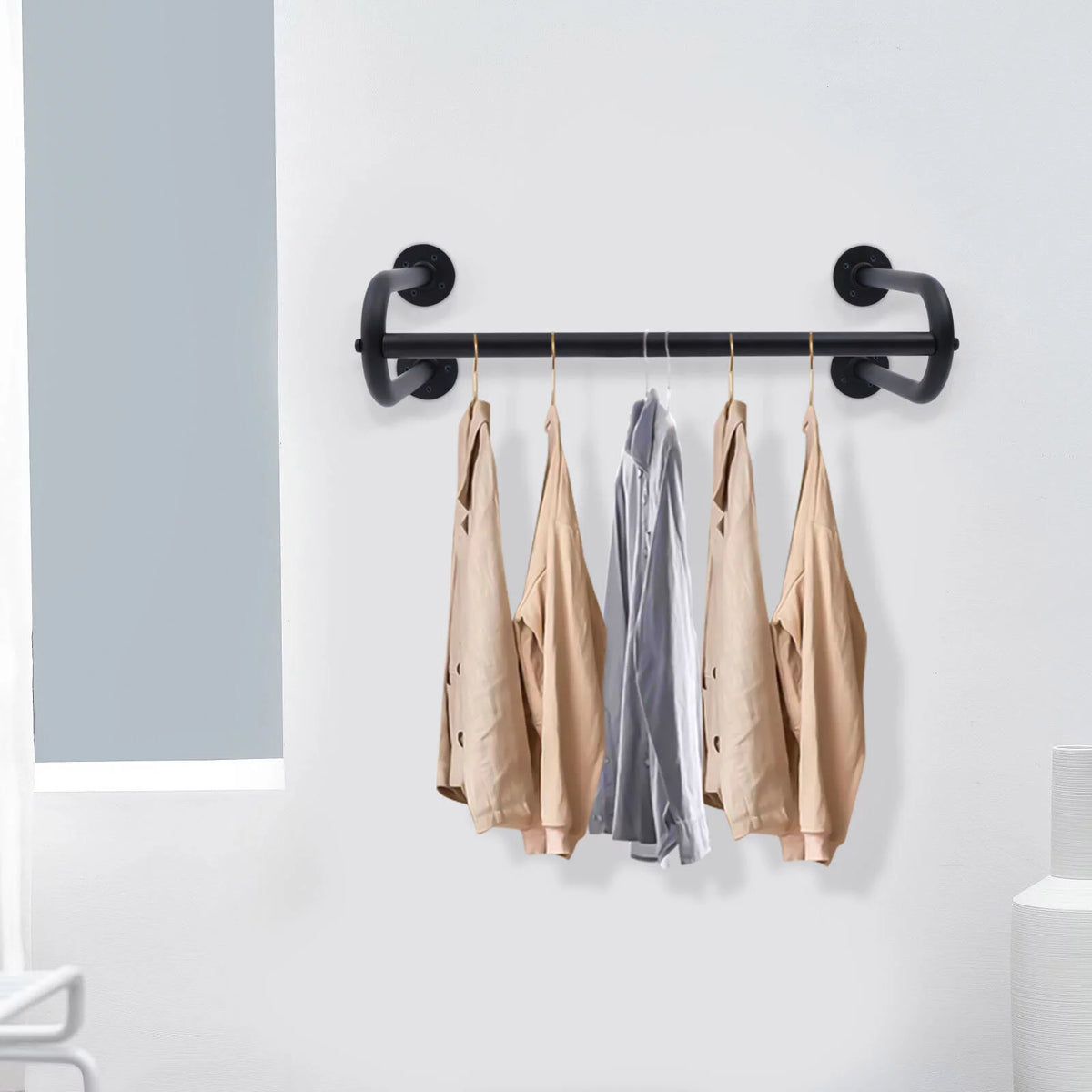 Wall Mounted Garment Rack 23.62 Inches Black Metal O47274