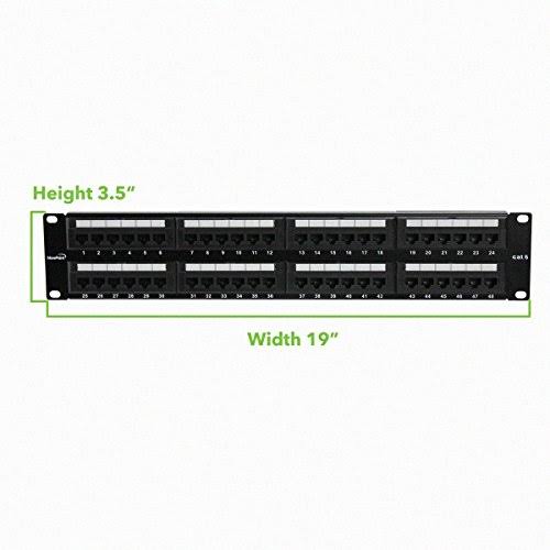 48-Port Cat6 UTP Unshielded Patch Panel 2U Black L696583