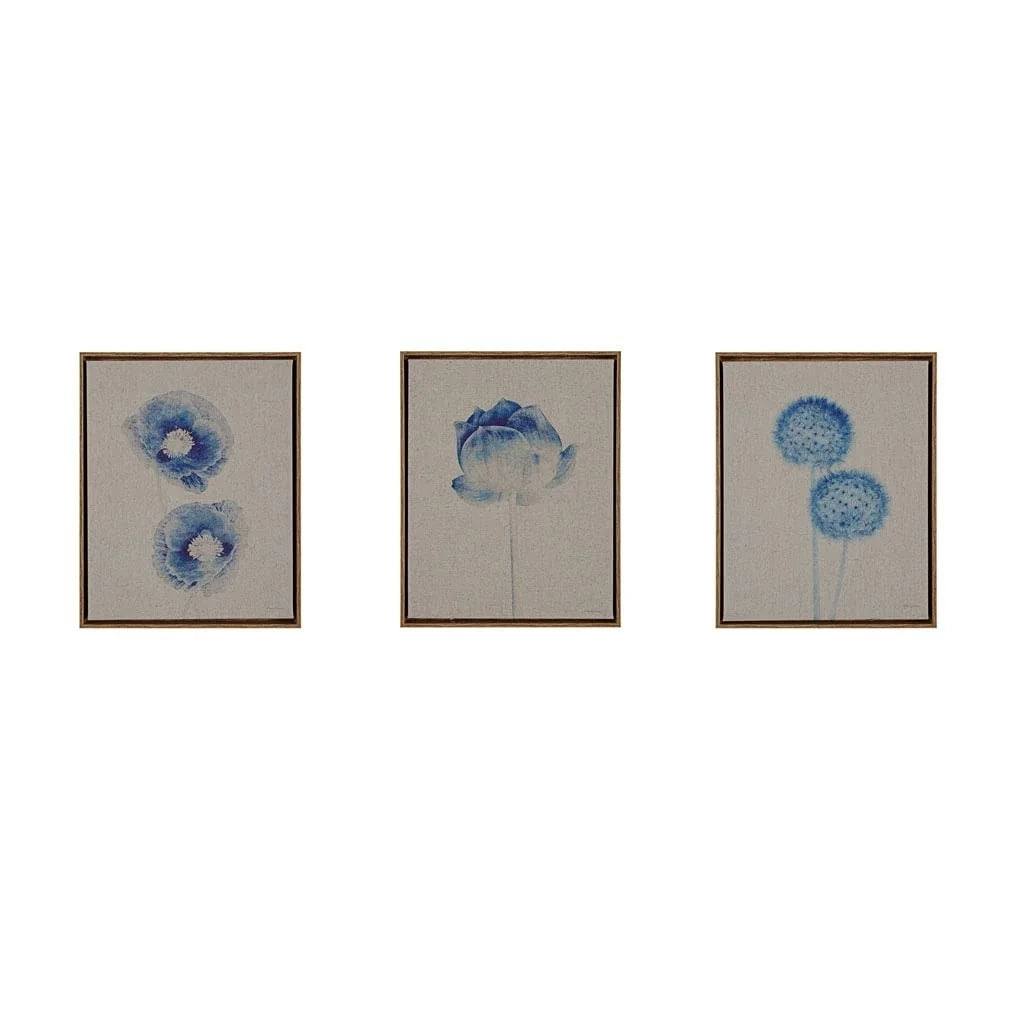 Blue Print Botanicals 3-Piece Framed Canvas Wall Art Set P74915