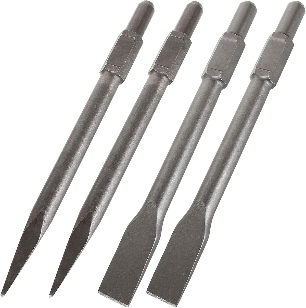 12 inch Demolition Hammer Drill Flat Tip and Bull Point Chisels, Pack of 2 A342654