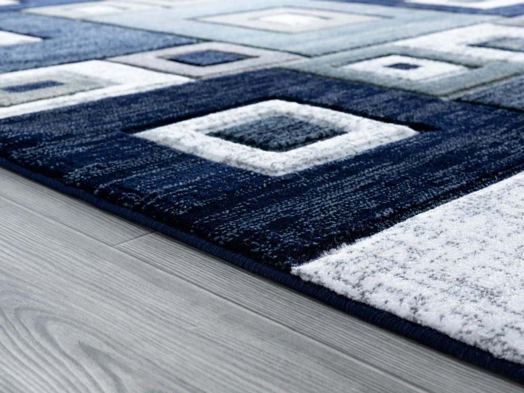 Navy Modern Geometric Accent Rug U802484