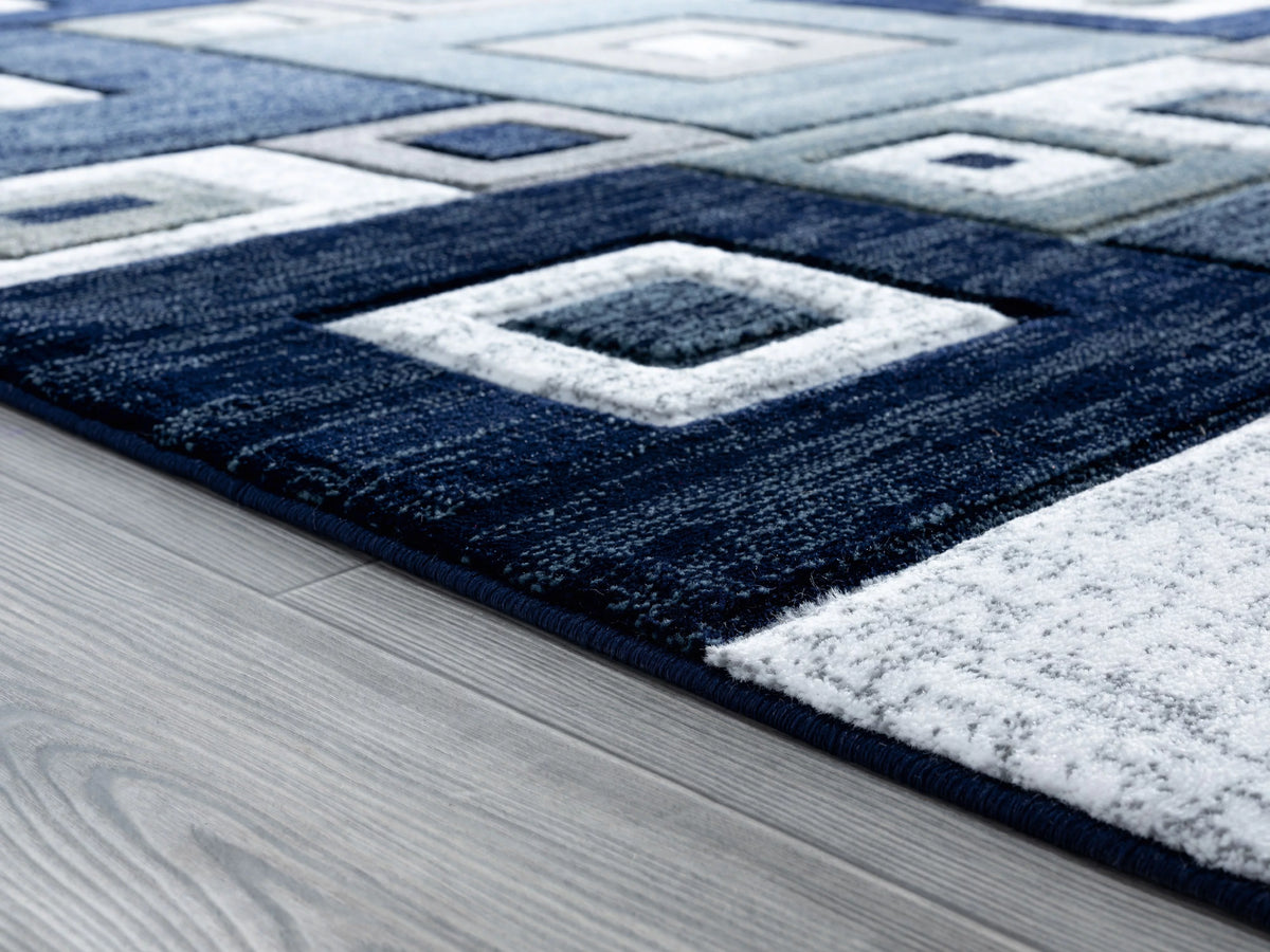 Navy Modern Geometric Accent Rug U802484