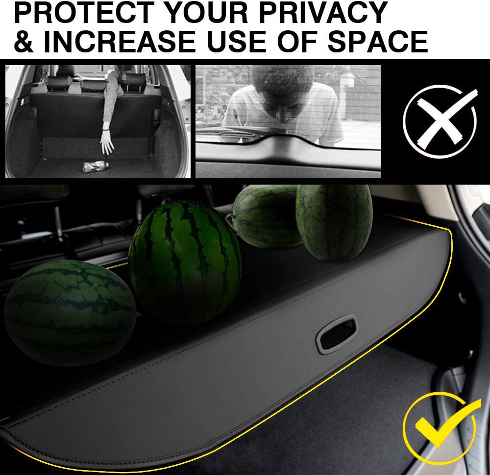 Black Retractable Rear Trunk Cargo Cover R806