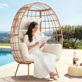 Oversized Dark Grey PE Rattan Egg Chair with Cushions Q9884