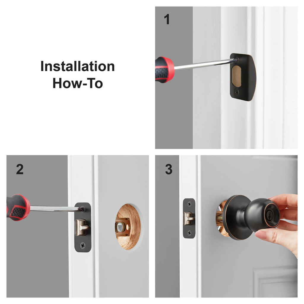 Oil-Rubbed Bronze Ball Locking Doorknobs Twin Pack P51204