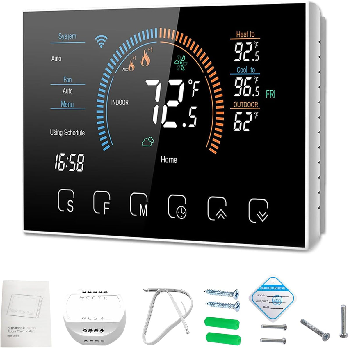 Smart Thermostat with WiFi, App, LCD Color Screen, Voice Control, C-Wire Adapter K21176