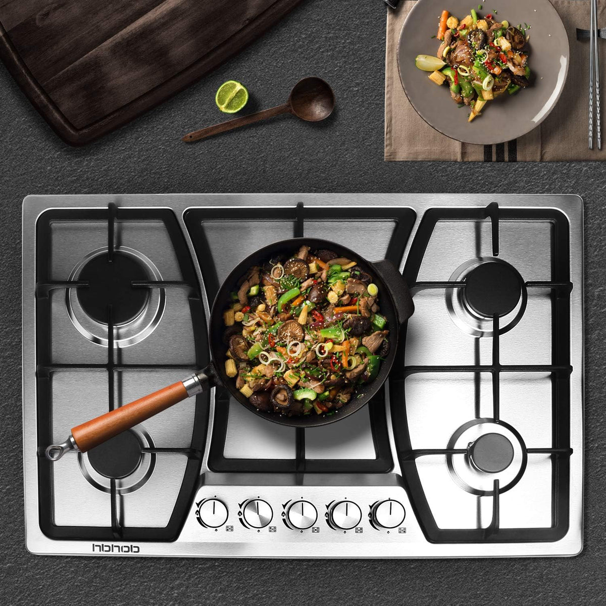 30 inches 5 Burners Stainless Steel Gas Cooktop Q790