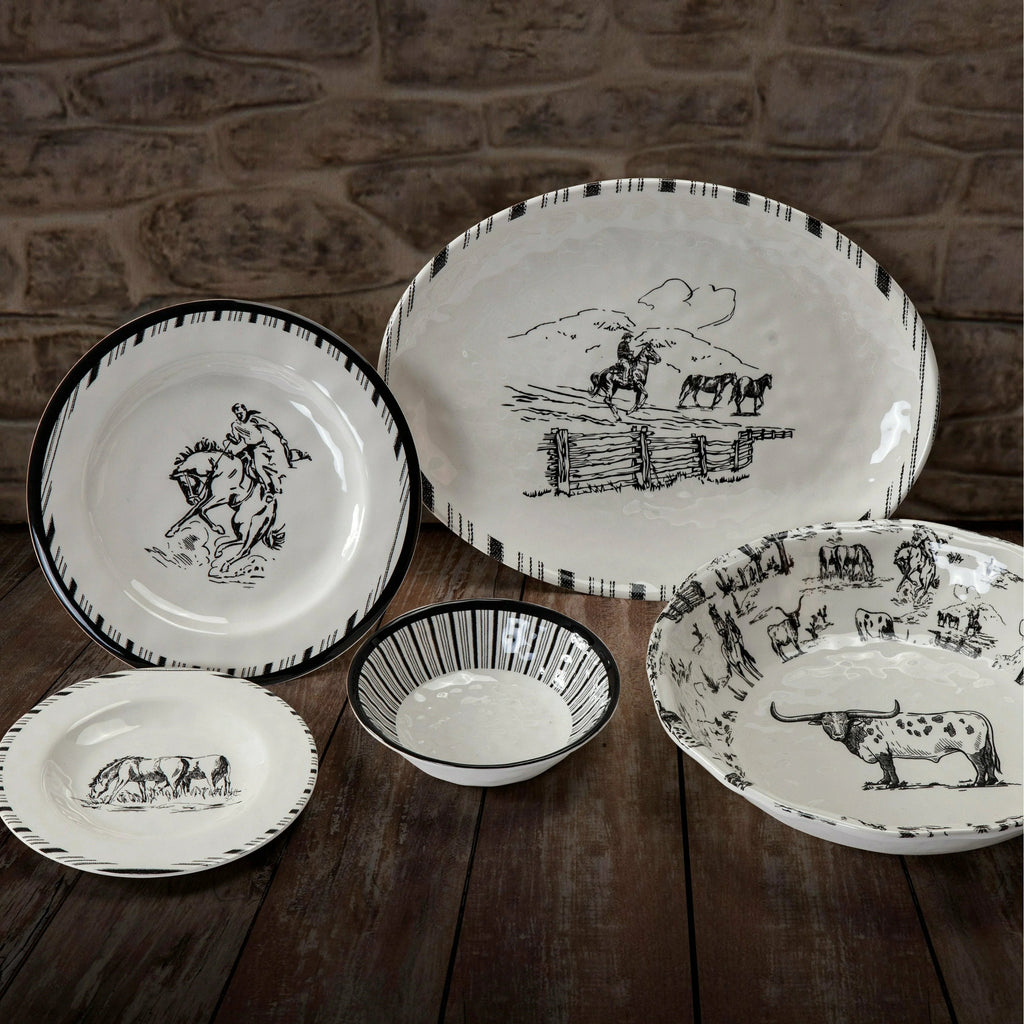 14-Piece Melamine Dinnerware Set Black/White F129635
