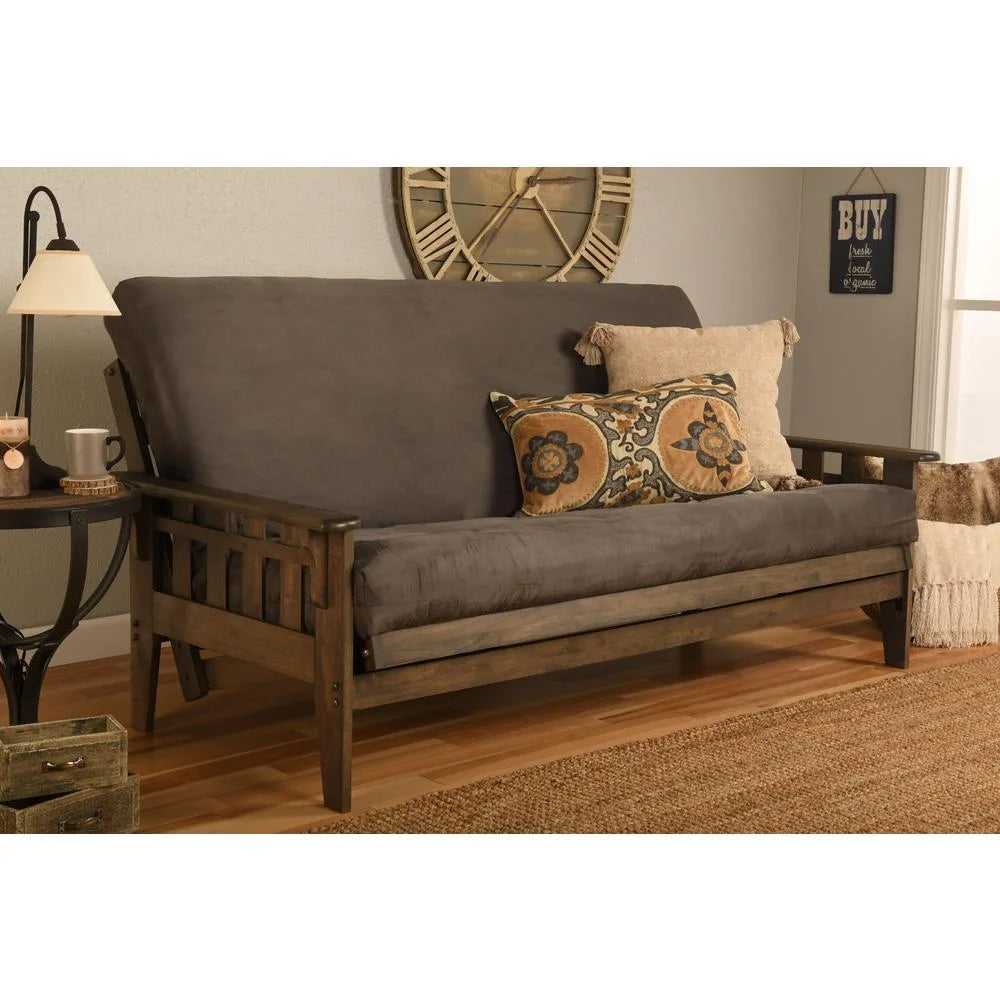 Gray Suede Fabric Mattress with Frame Q7132