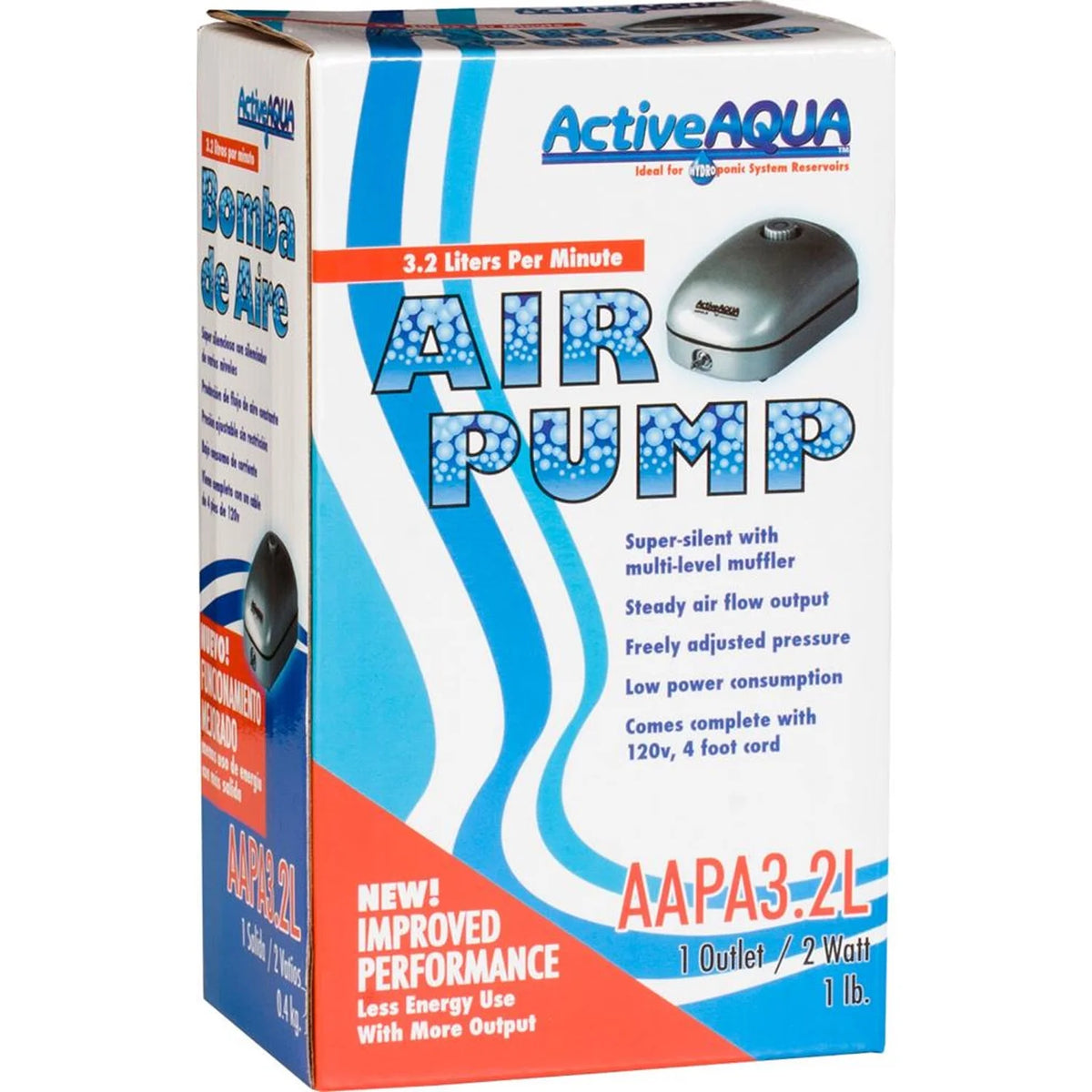 2 Watt 3.2 LPM 50 GPH 120 Volt Single Outlet Aquaponics Air Pump S35823