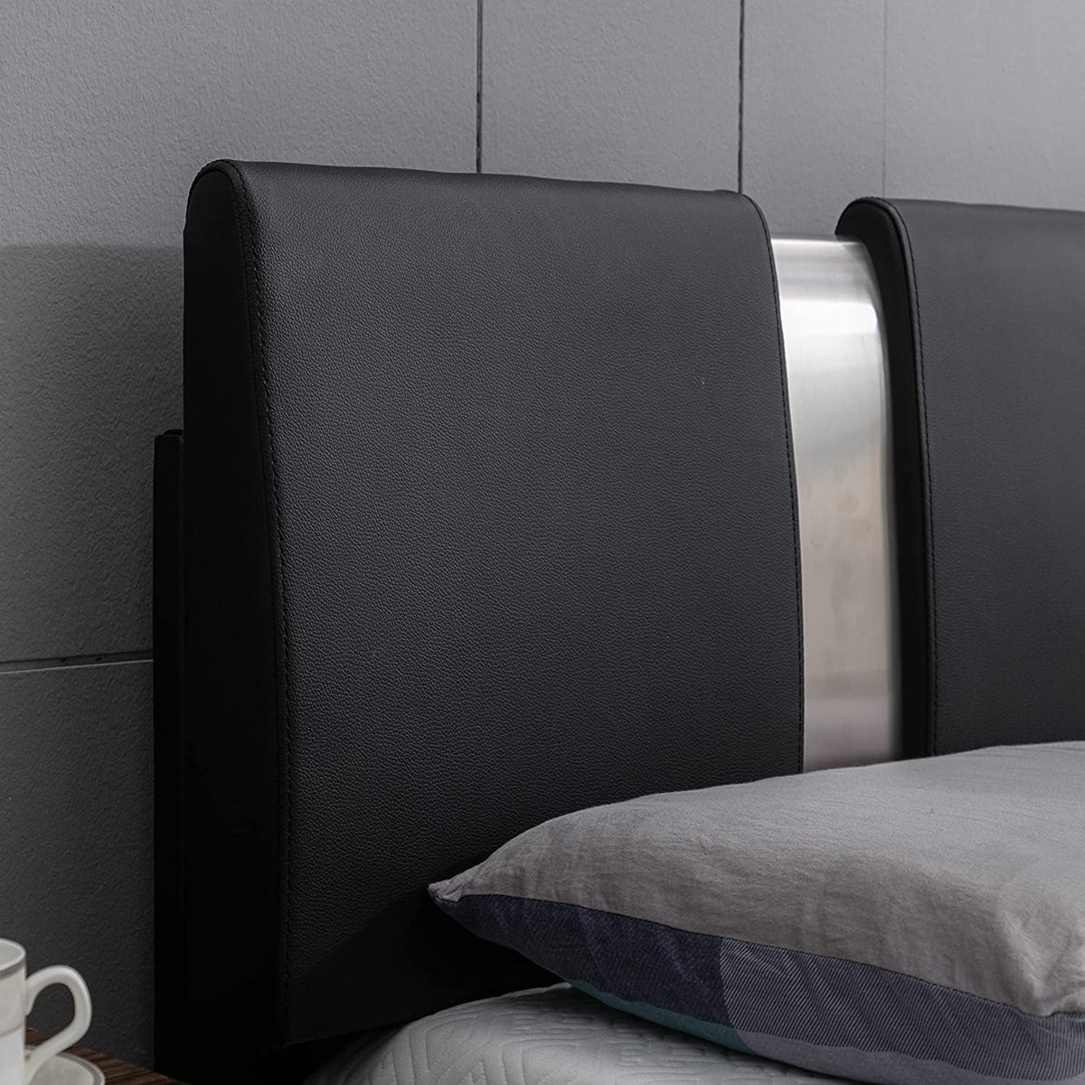 King Size Bed Frame with Adjustable Headboard Black D313