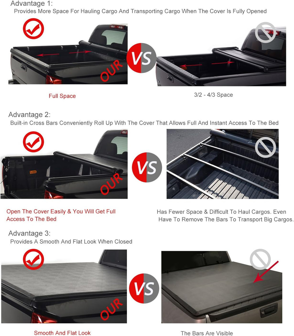 Soft Roll Up Tonneau Cover with Rails and Mounting Hardware Y558184