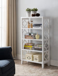 White 5 Tier Wood Bookcase F606