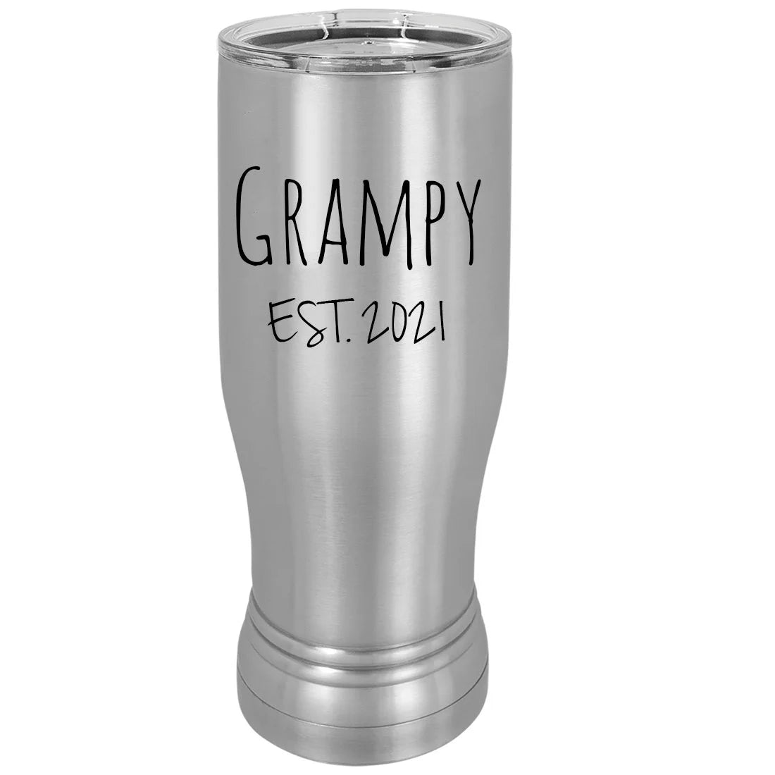 20 oz Silver Stainless Steel Insulated Pilsner Mug with Clear Lid K81059