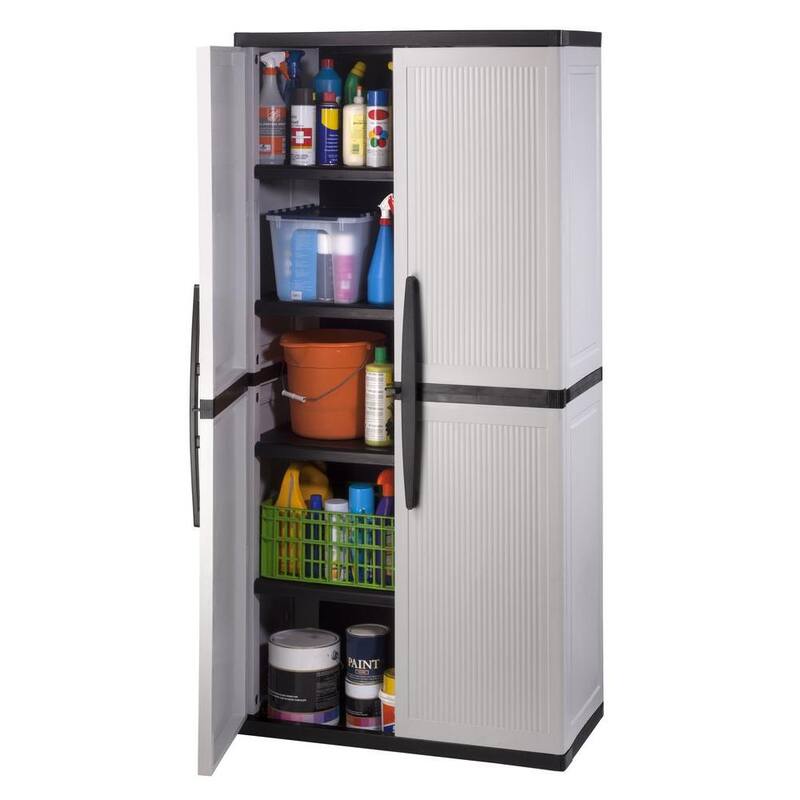 Gray Plastic Freestanding Garage Cabinet W6646