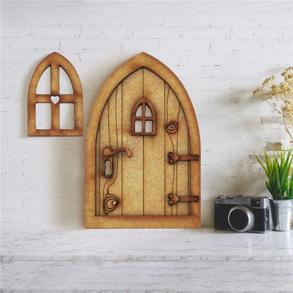 Wood Ornament Doll House Miniature Fairy Elf Door Dollhouse Garden Micro Landscape Wooden Craft T2667