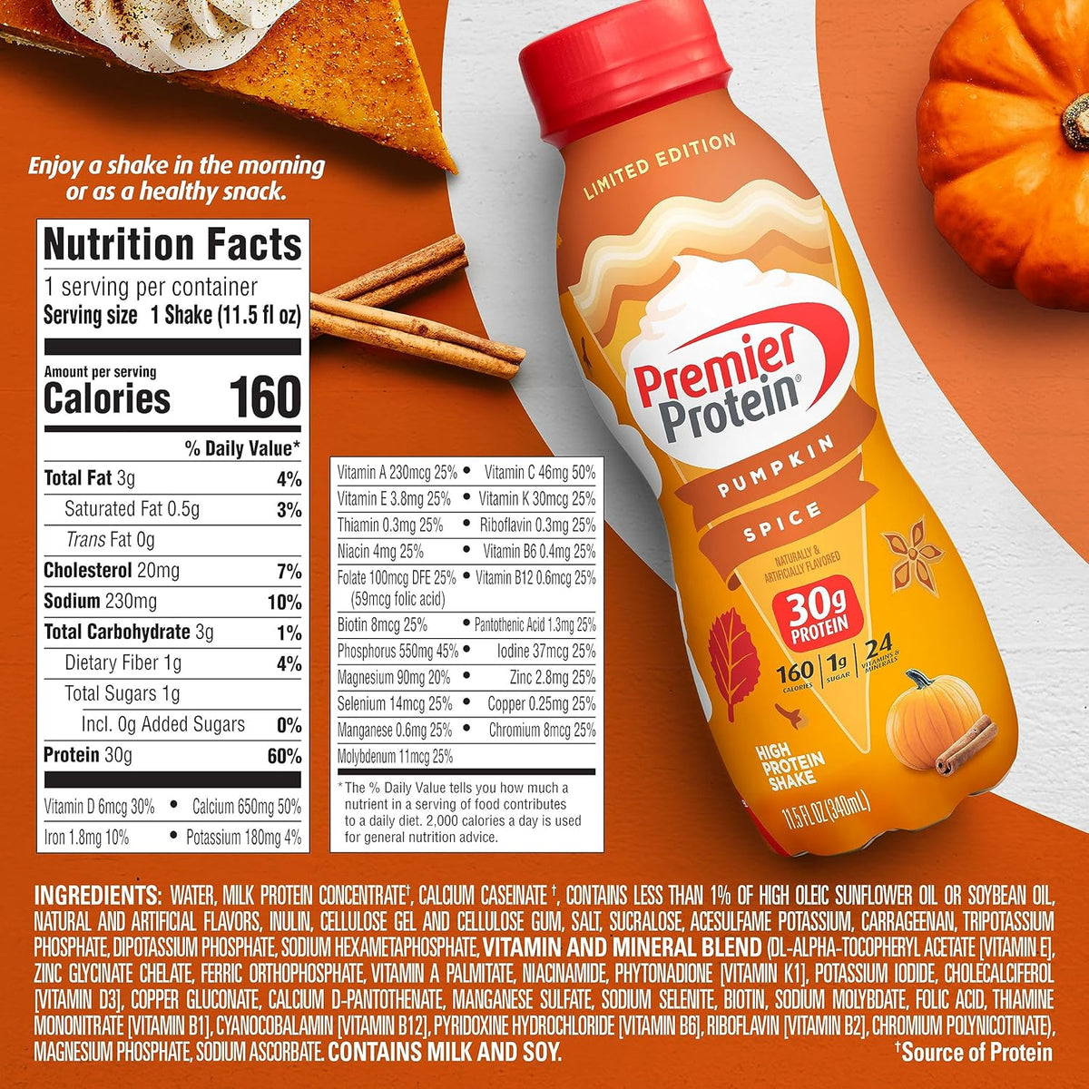 Pumpkin Spice 30g Protein Shake 11.5 Fl Oz Pack of 12 R70790
