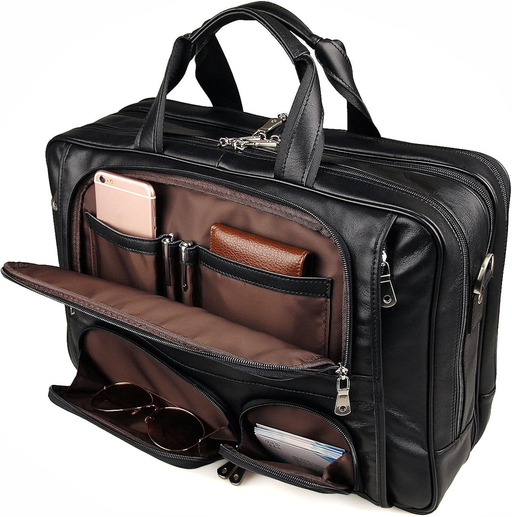 Genuine Leather Laptop Briefcase Duffel Bag fits 15.6 inches E448639