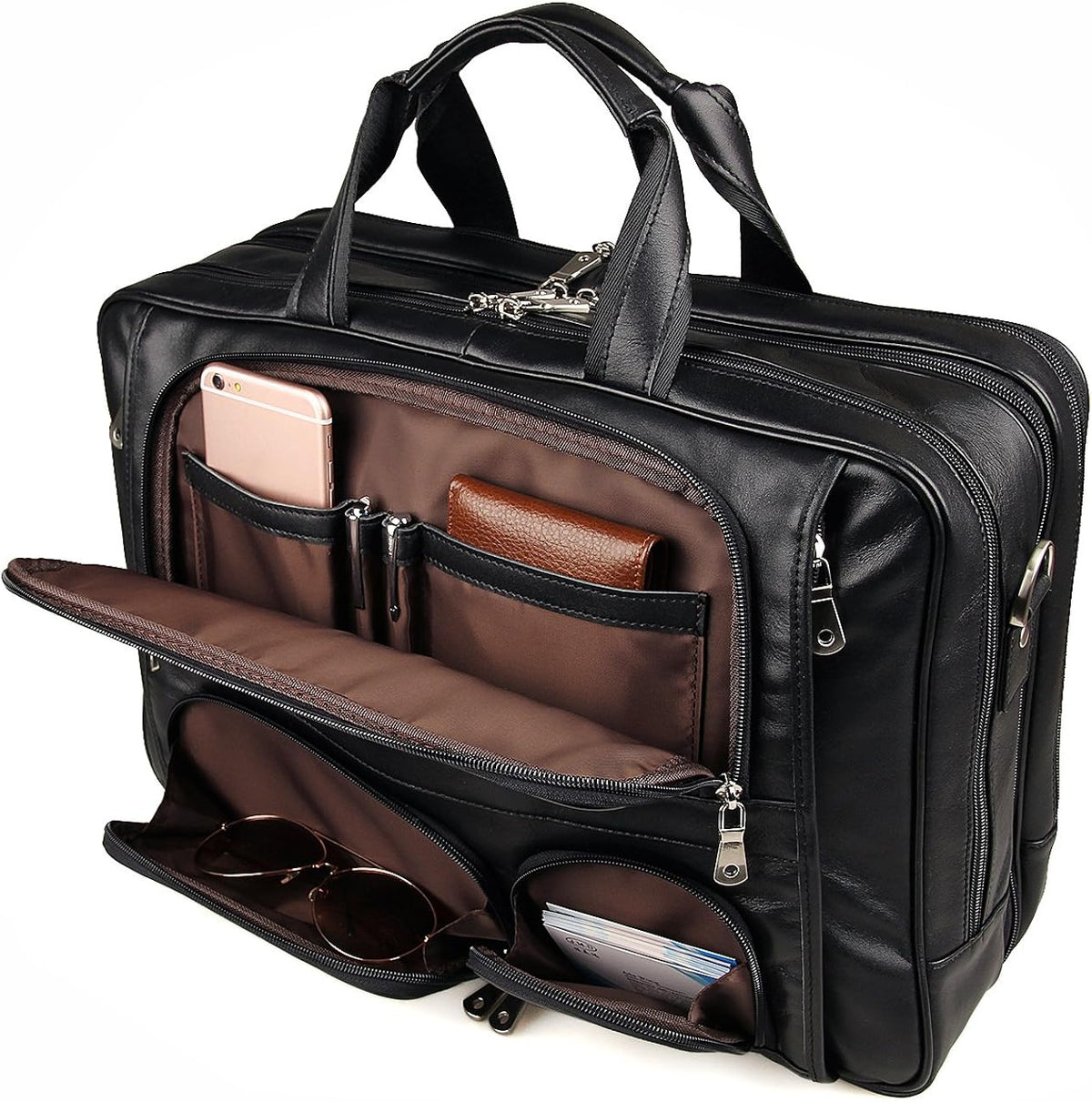 Genuine Leather Laptop Briefcase Duffel Bag fits 15.6 inches E448639