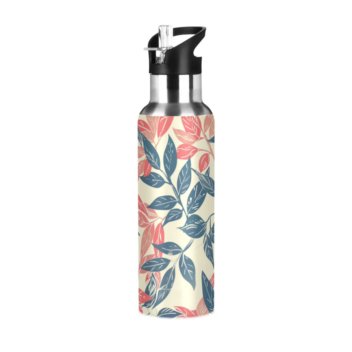 Retro Leaf Insulated Stainless Steel Water Bottle with Straw Lid 20 oz E484181