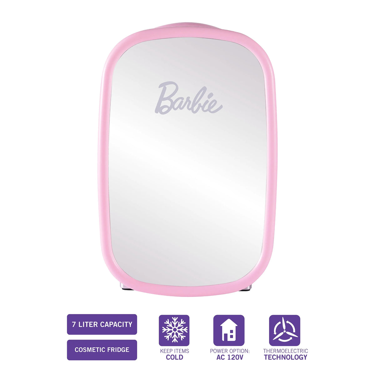 Pink 7L Mini Fridge with Glass Mirror Door Q2521