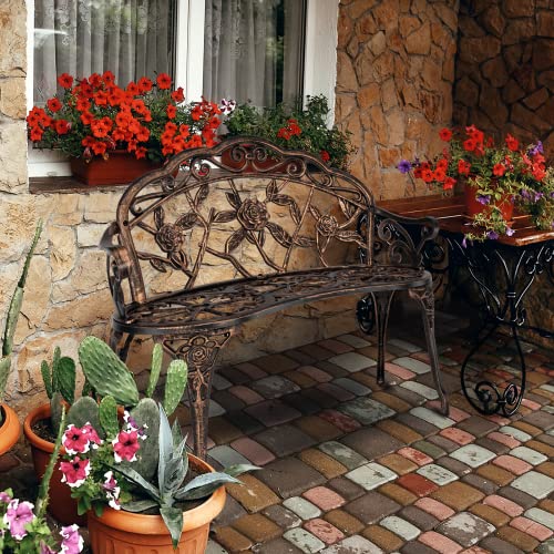 38.5" Metal Rose Bench M31358