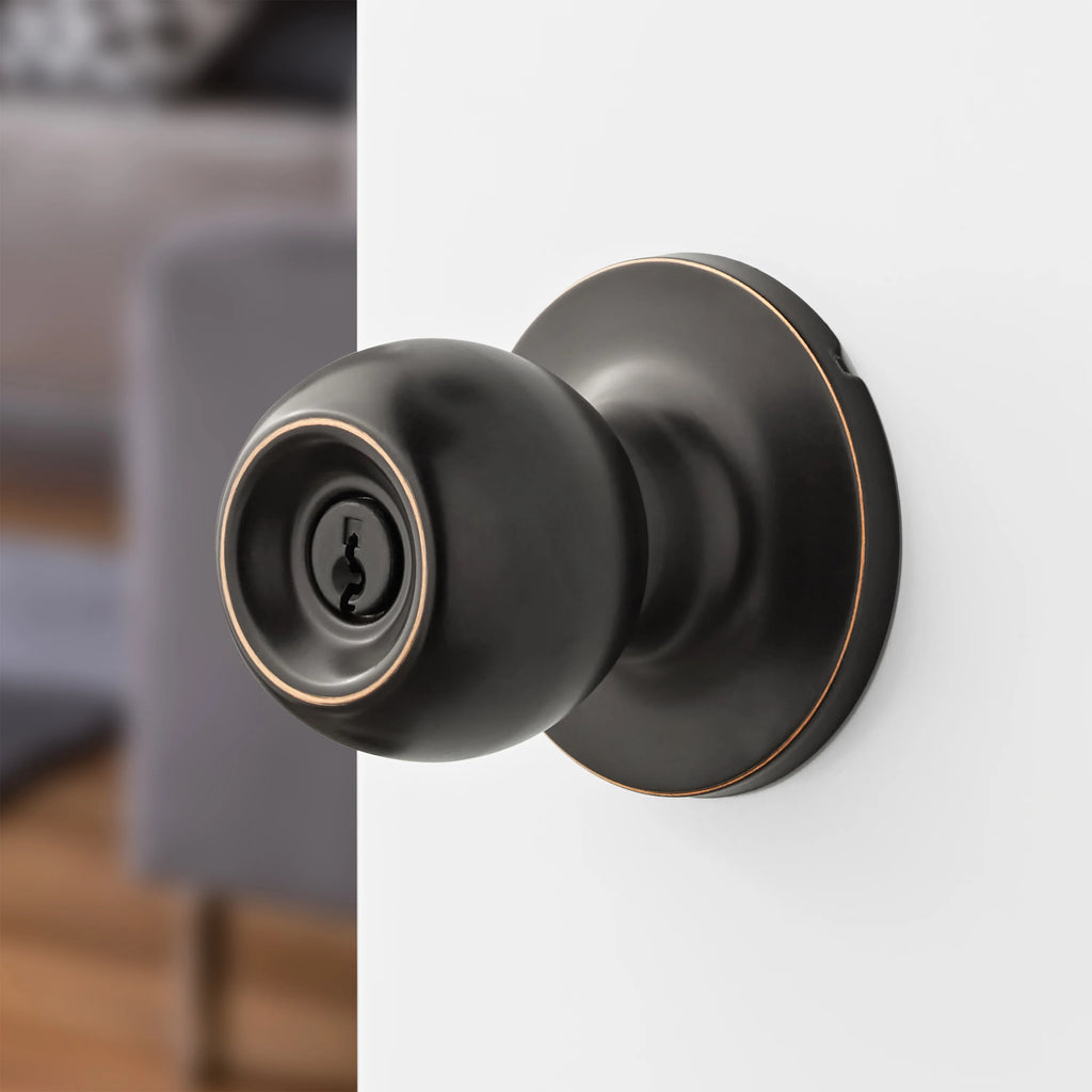Oil-Rubbed Bronze Ball Locking Doorknobs Twin Pack P51204