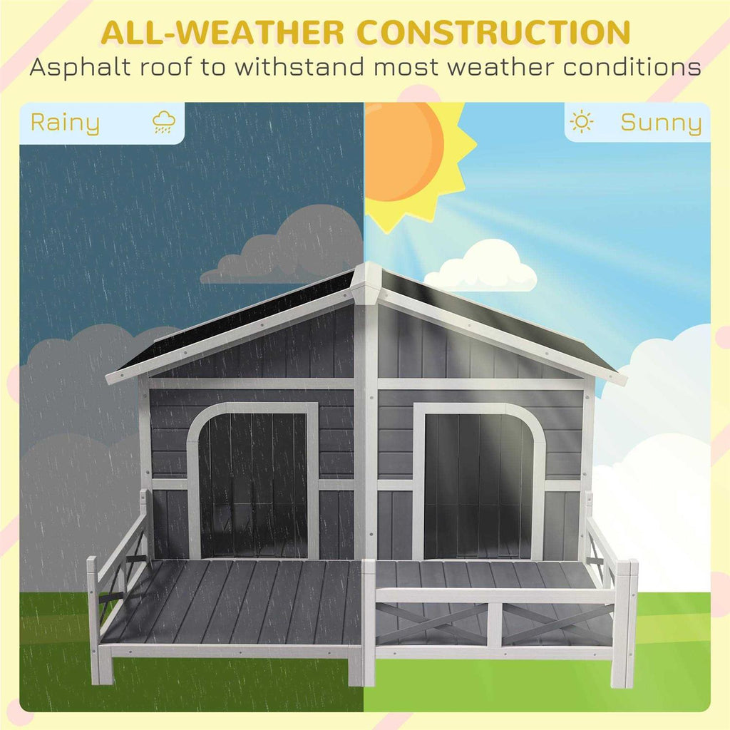 Large Wood Dog House with Porch Deck N301961