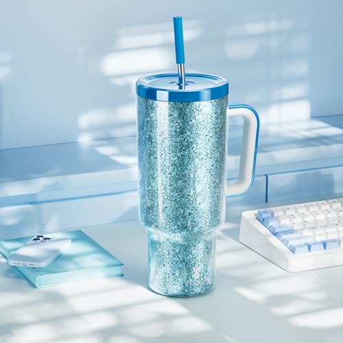 40oz Insulated Stainless Steel Tumbler with Handle and Straw V421410