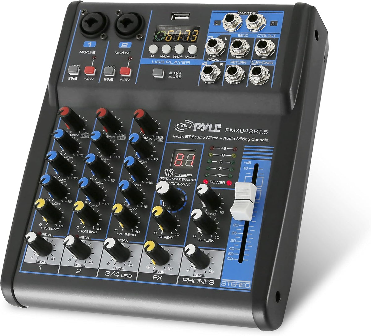 4 Channel Digital USB Bluetooth Audio Mixer with FX Processor A91925