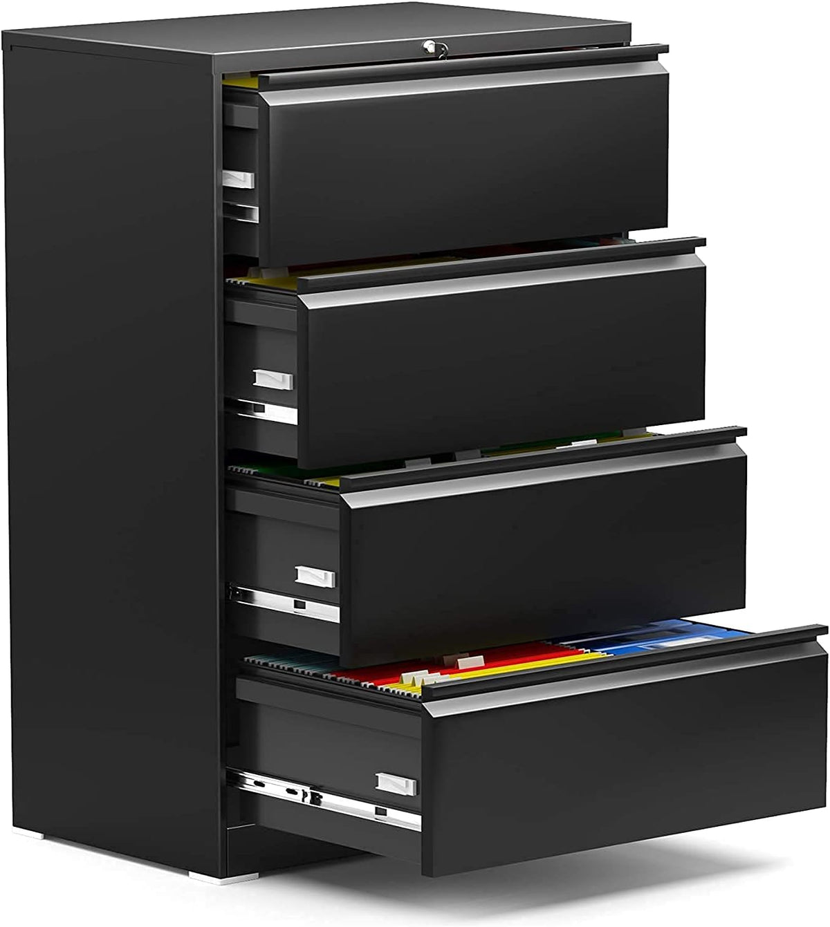 3 Drawer Black Metal Lateral File Cabinet with Lock Y4213