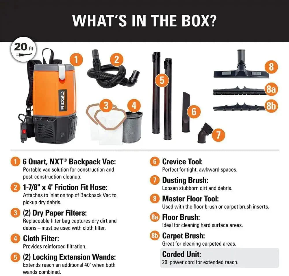 6 Qt. Backpack Vacuum Cleaner with Filters A6919