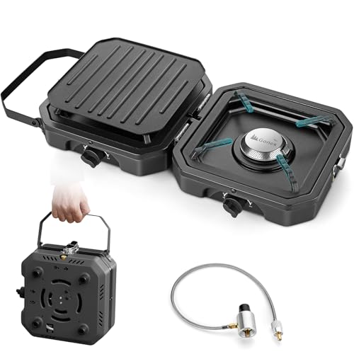 2 Burner Propane Camping Stove with Griddle & Grates H3407