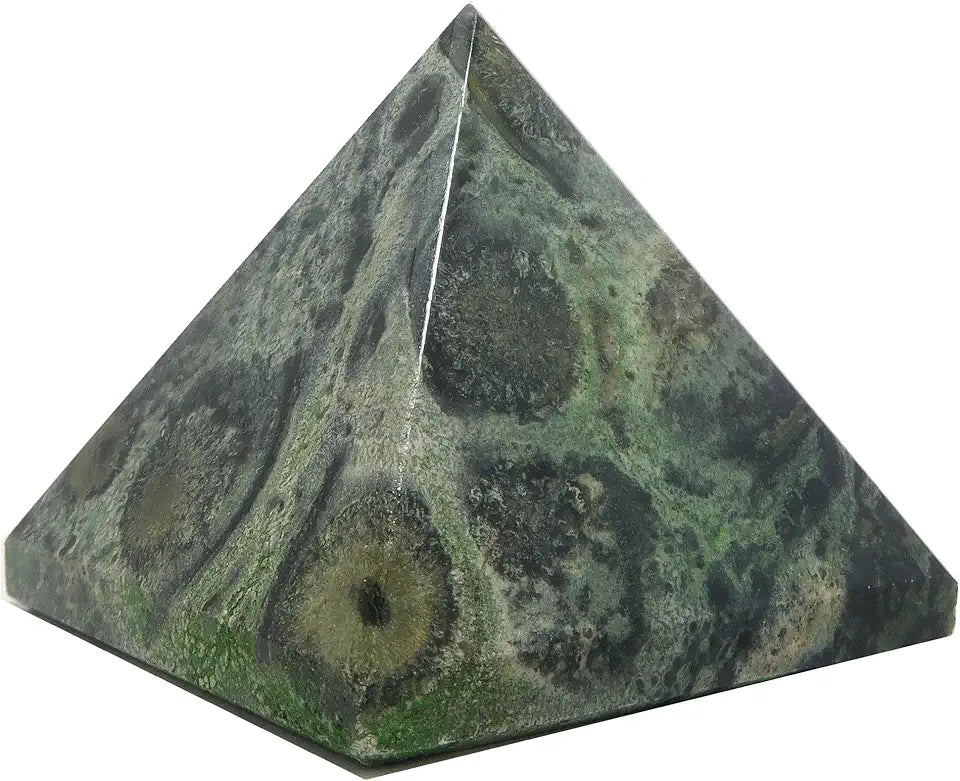 Green Jasper Pyramid Crocodile Eye Kambaba Stone 1.5-1.75 inch R67368