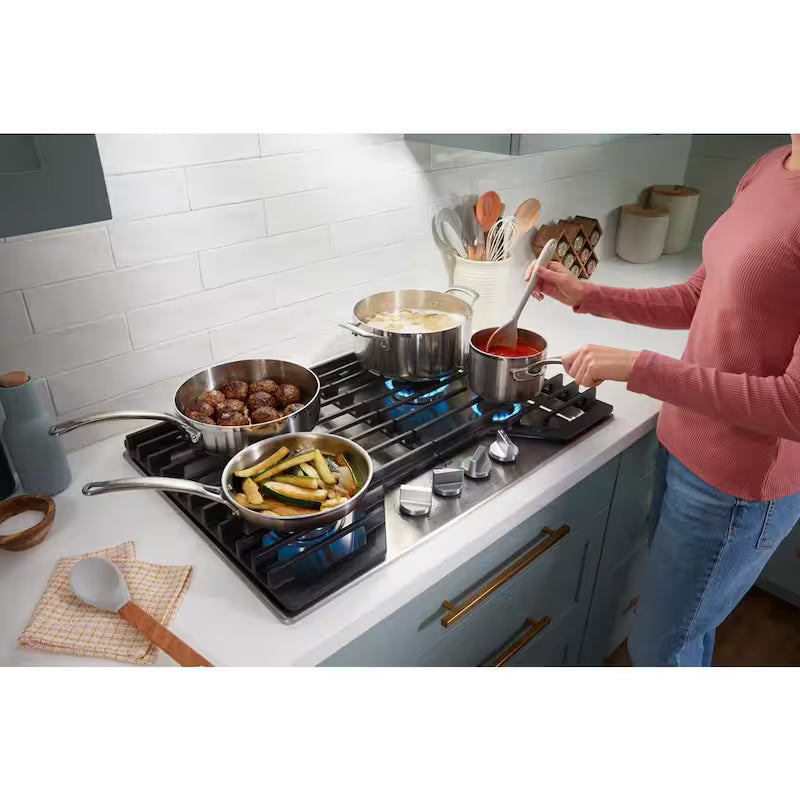 4-Burners Recessed Gas Cooktop in Stainless Steel W165632