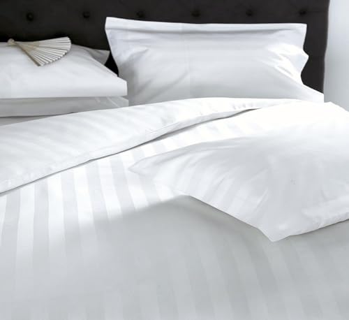 100% Egyptian Cotton King Size 4 Piece Bed Sheet Set White Stripe K2257