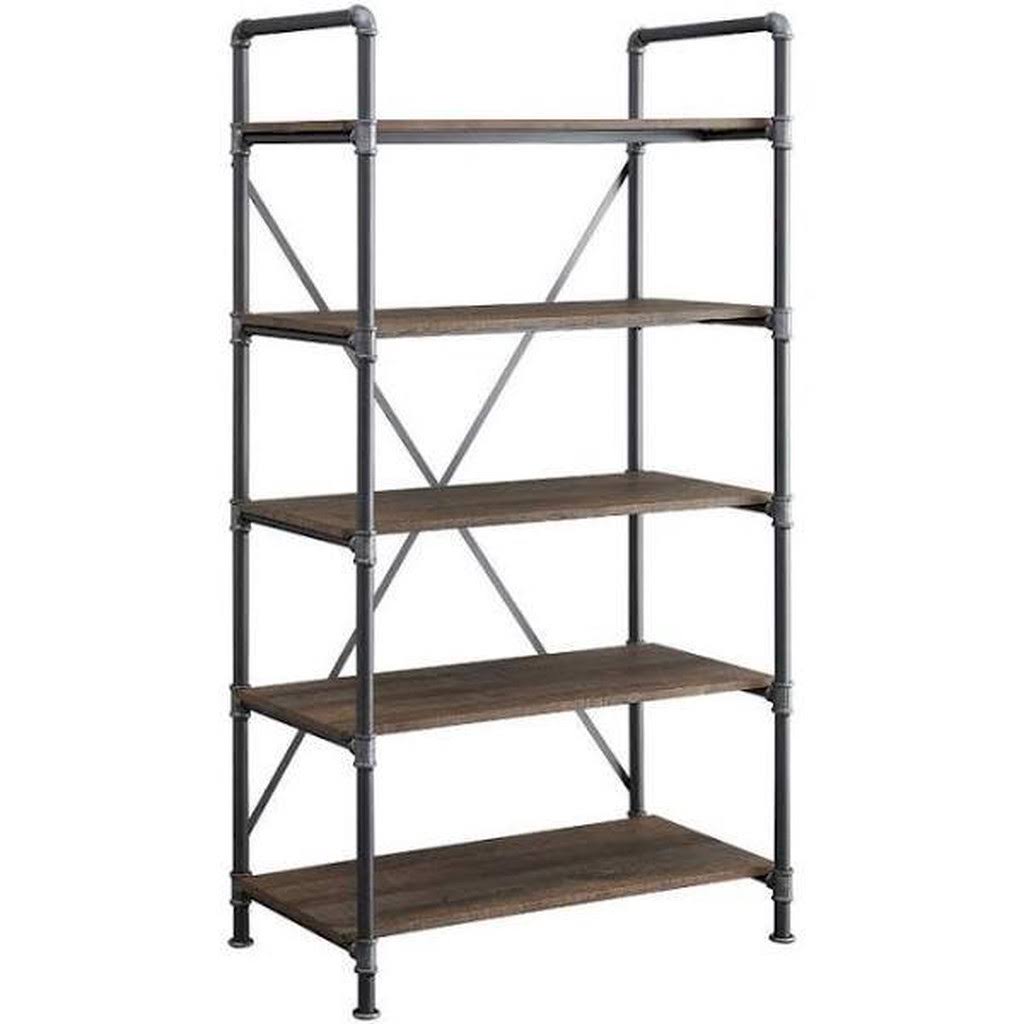 Brown Metal 5-Shelf Bookcase C789695