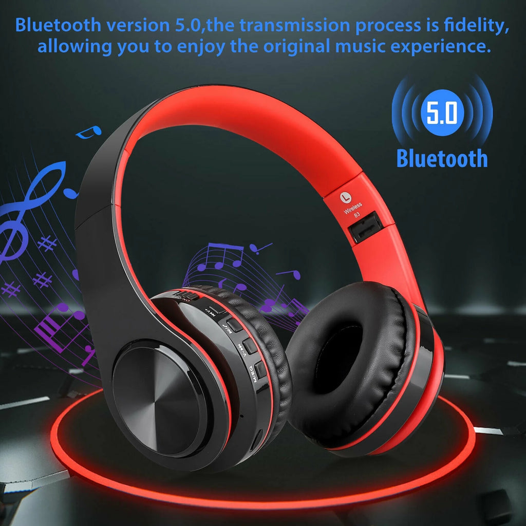 Wireless Over-Ear Headset with Mic, Lightweight Foldable Wired Headphones, Hi-Fi Stereo Earphones X535875