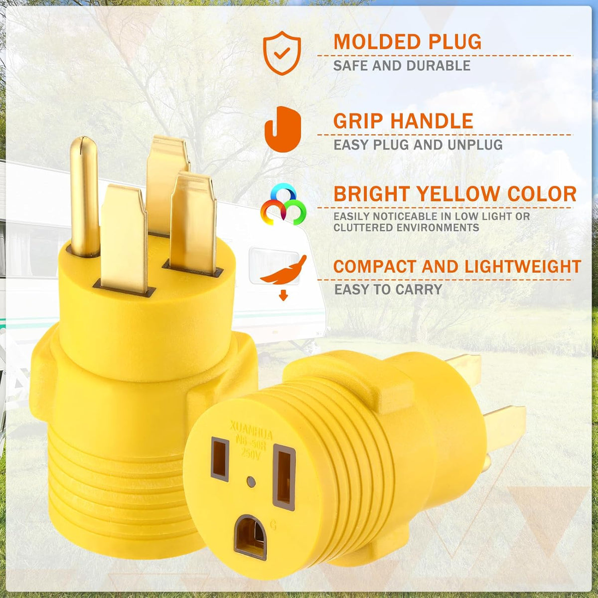 Welder Adapter, NEMA 14-50P Male to 6-50R Female, 50 Amp 4 Prong to 3 Prong N3816