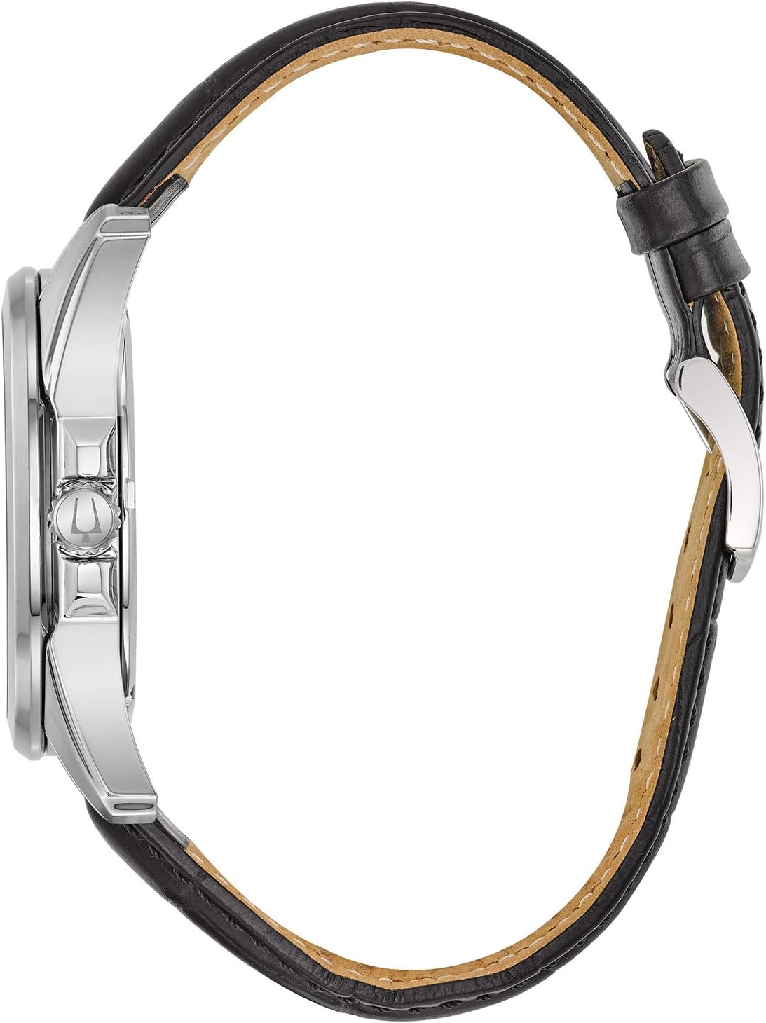 Precisionist 3-Hand Calendar Stainless Steel Watch with Black Leather Strap and Blue Dial P153