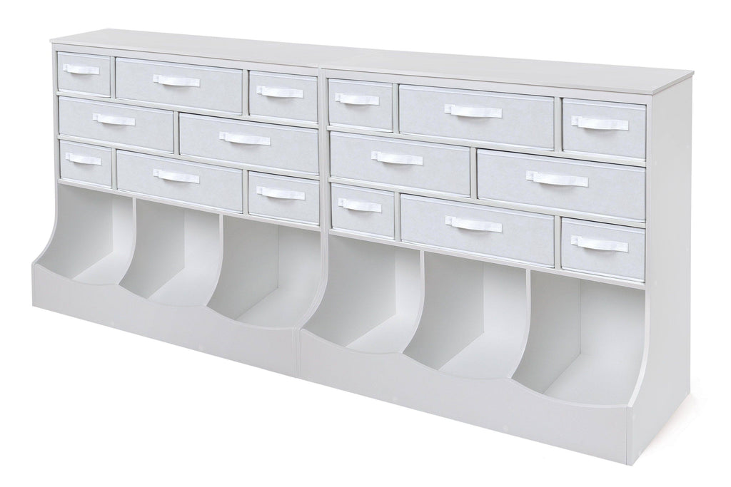 White Storage Station with Eight Baskets and Three Bins O307